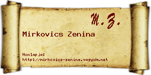 Mirkovics Zenina névjegykártya